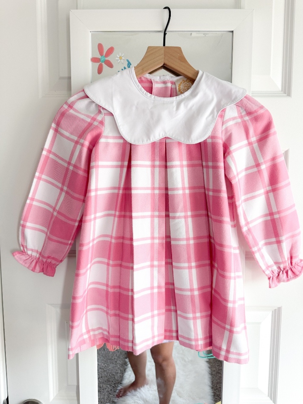 The Beaufort Bonnet Company TBBC Size 6 Pink Plaid Scalloped Collar Dress